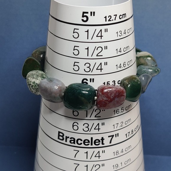 FANCY JASPER STRETCHY NUGGET BRACELET NATURAL STONE w/ FREE FELT POUCH - Picture 3 of 7